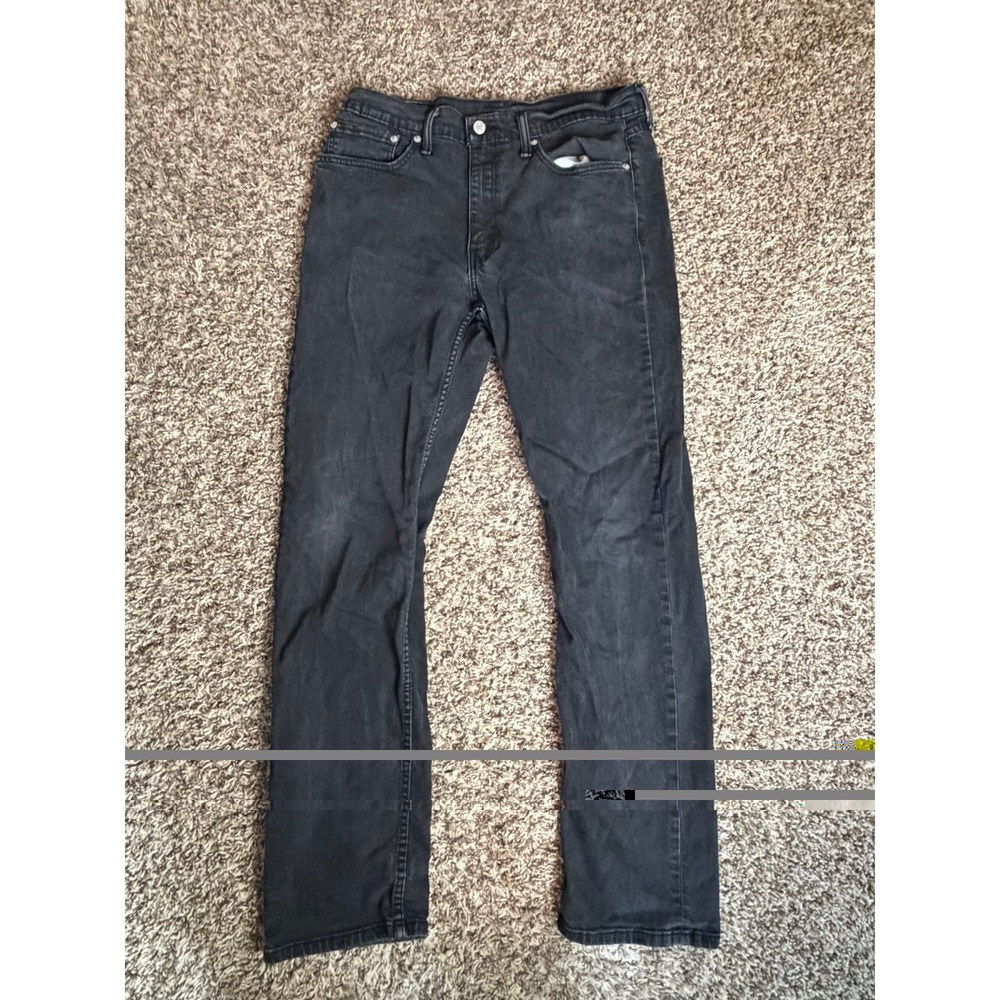 Levi's 514 Jeans Mens 34x31 Black Slim Straight Faded Dark Wash Denim Pants